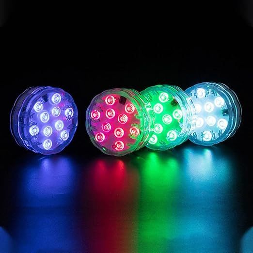 Kit 4 Luminárias de Piscina RGB - Sem Fio Com Controle Remoto