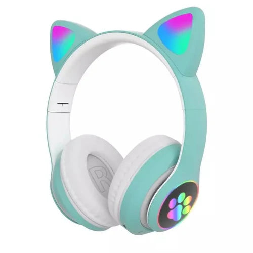 Fone de Ouvido Bluetooth de Gatinho RGB