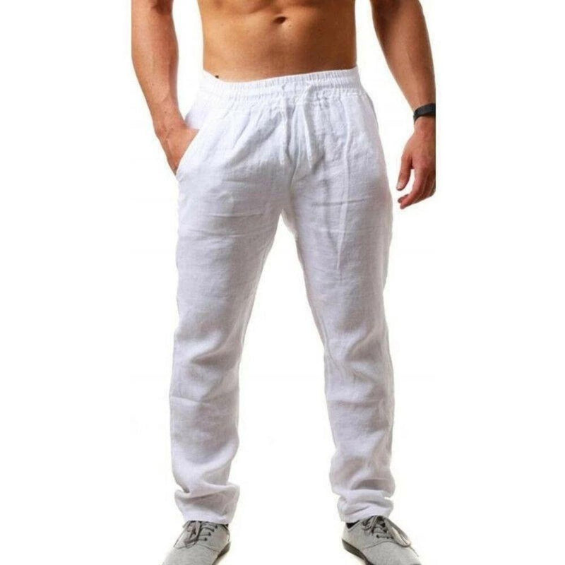 Calça Casual em Linho de Algodão Masculina