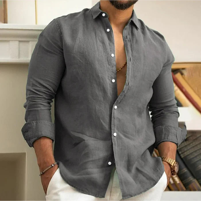 Camisa de Linho Masculina Lisa Premium