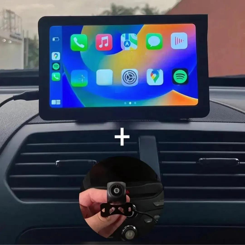 Tela Multimídia com CarPlay "15" + Câmera de Ré de BRINDE